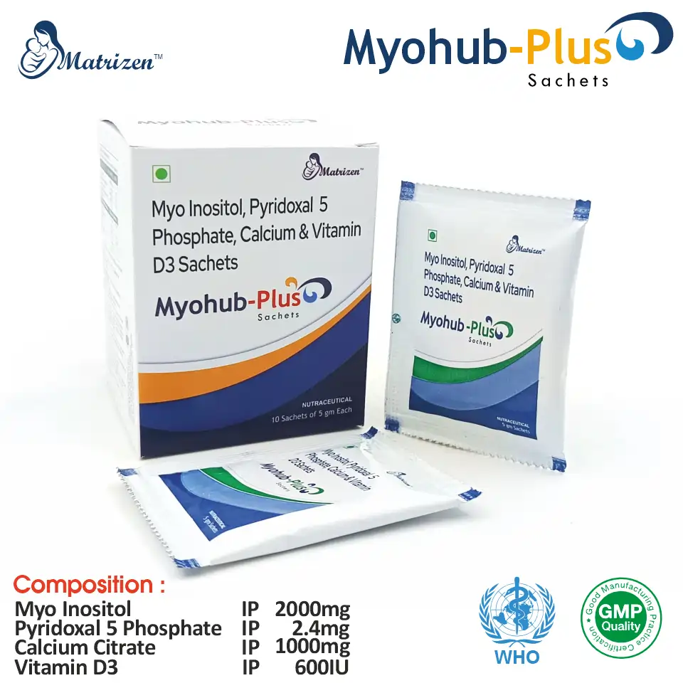 Myo Inositol 2000mg + Pyridoxal 5 Phosphate 2.4mg + Calcium 1000mg + Vitamin D3 600IU | Best price for PCD Pharma Franchise | Women’s health & fertility support